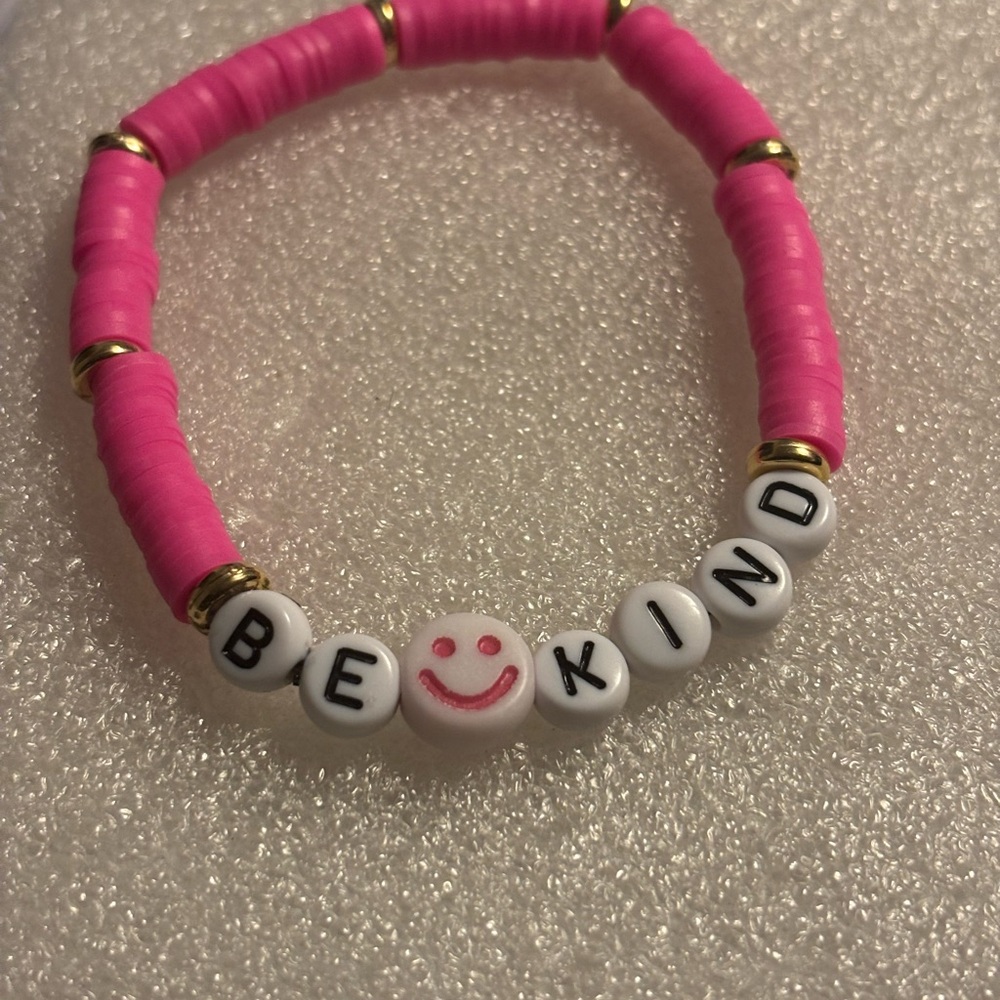 Pink Beaded Bracelet with Positive Message